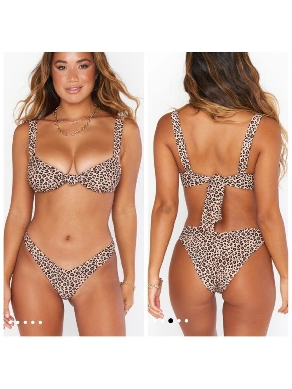 Show Me Your MuMu Wave Cheetah Bikini Bottom S Cream Brown NWT